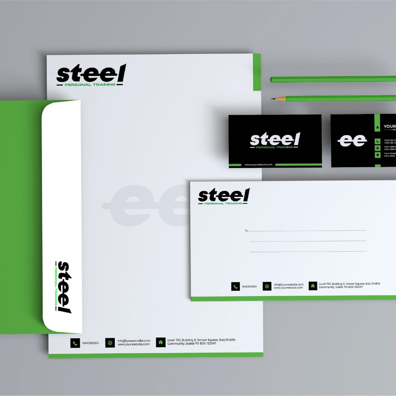 stationery design in Hyderabad with letterhead and envelope